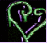 Black background green heart